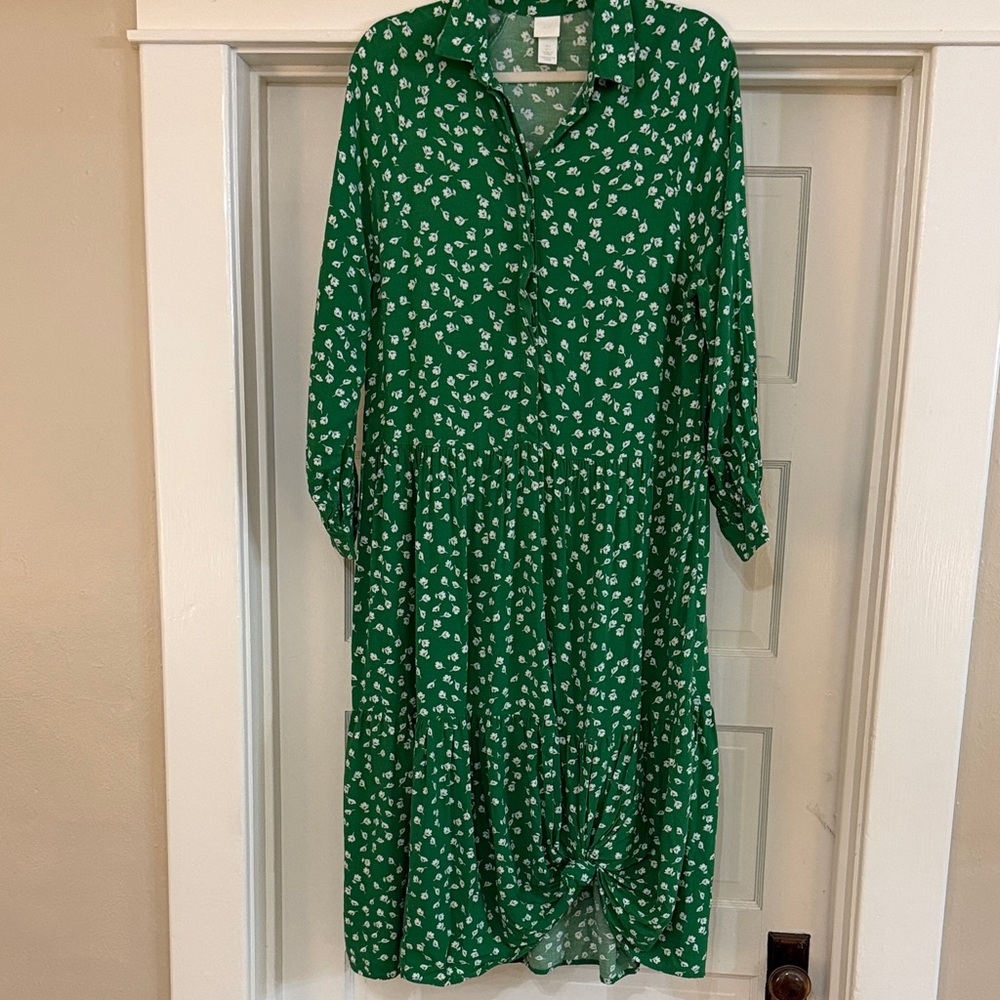 H&M Green Floral Maxi Dress Sz Small